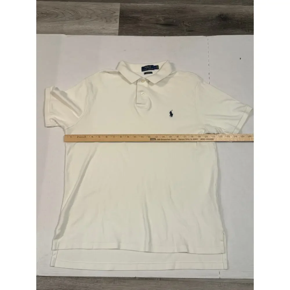 Polo Ralph Lauren Mens Large Custom Fit White Short Sleeve Pony Logo Polo Shirt